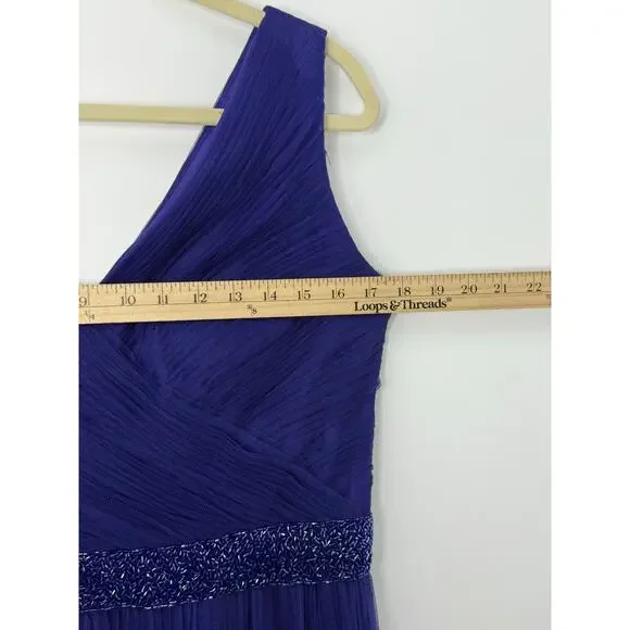 VM Collection Royal Blue Tulle Evening Gown Size 10Beaded Waist Formal Dress